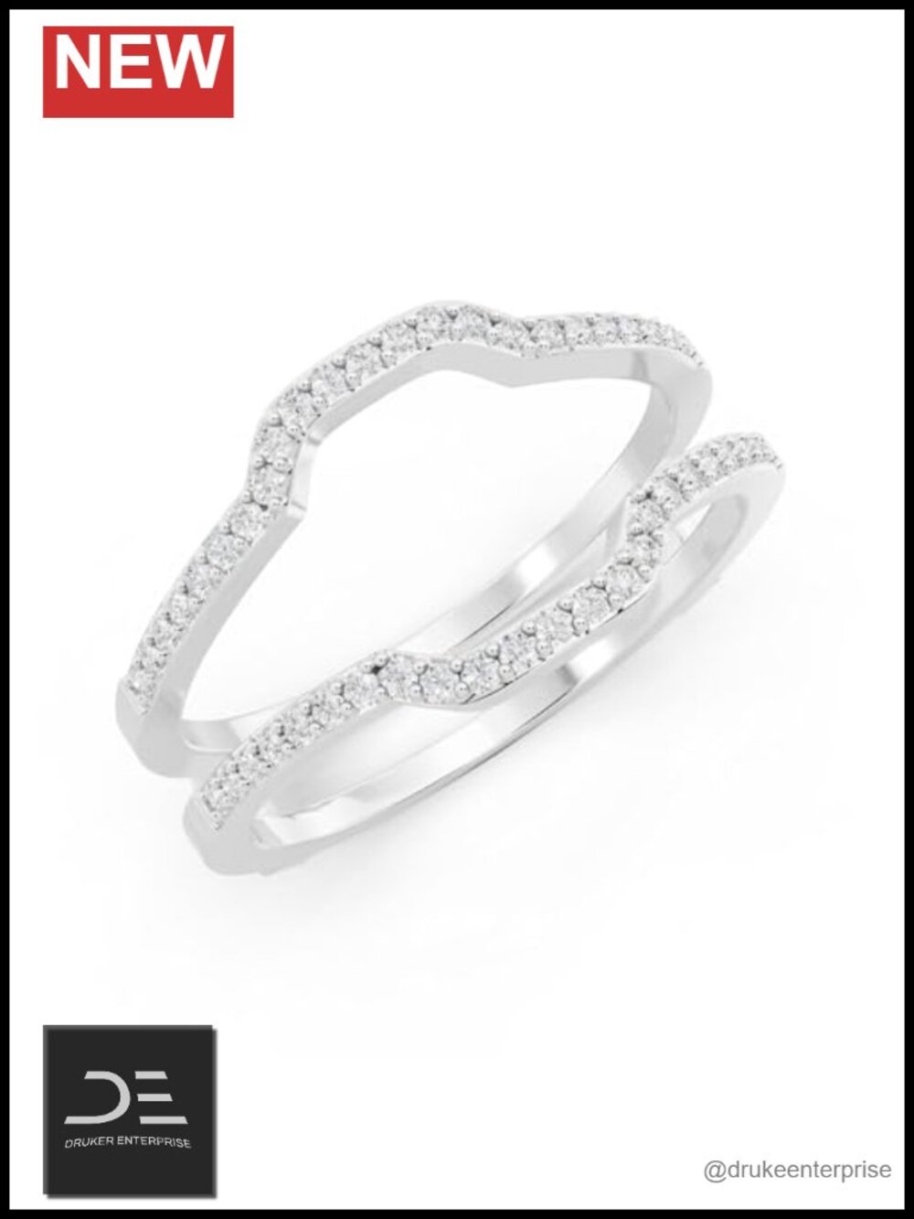 925 Sterling Silver Cubic Zirconia Ring Enhancer Guard - Half Eternity Prong